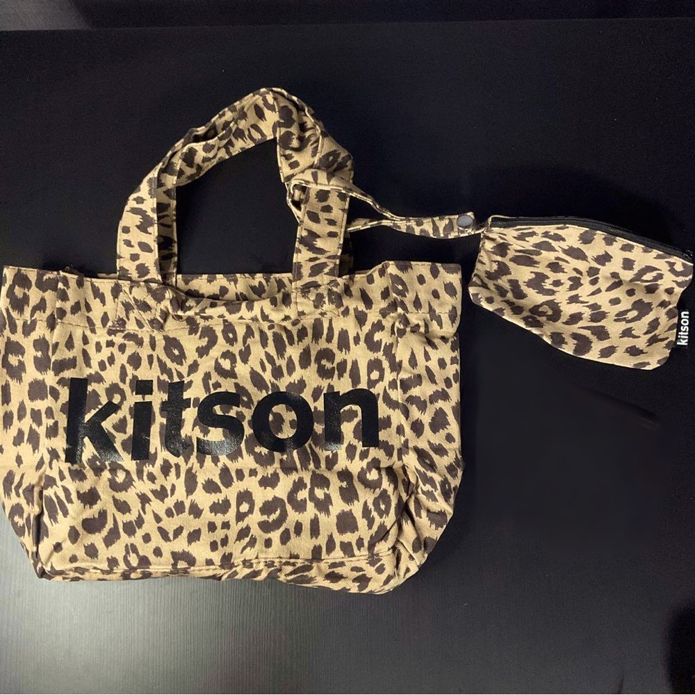 Kitson Leopard Print Tote Bag and Pouch